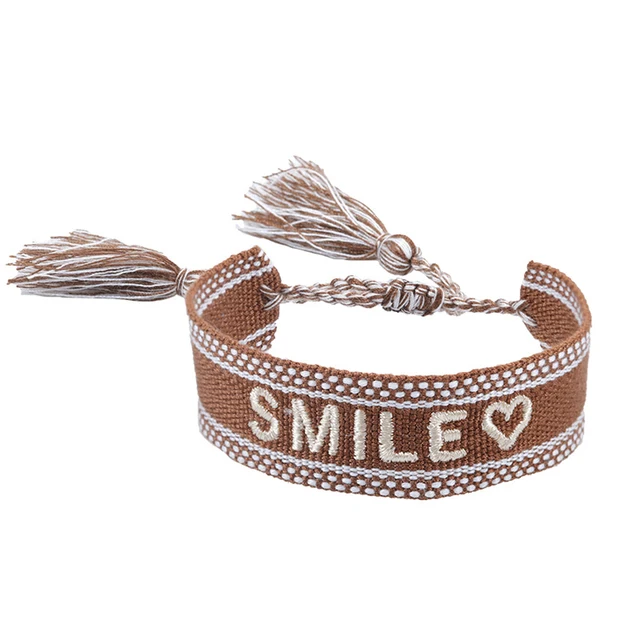 Boho tissé broderie amour poignet tricoté Bracelets d'enveloppement corde à la main tissage tressé glands ethnique femmes hommes bijoux