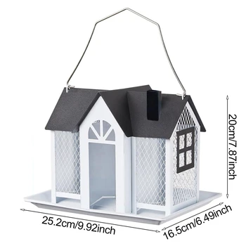 1 Outdoor Hanging Wild Bird Feeder, Large Capacity, Large Birdhouse with Metal Mesh Cover and Seed Tray, Suitable for Titles, Red Birds, Titles, Hummingbirds, Squirrel Protection and Weather-Resistant Metal Outdoor Garden Courtyard Decoration Bird Feeding Station, Gift for Use. 2