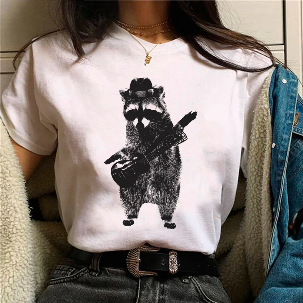 

Raccoon wielding ukulele top women manga harajuku comic t shirt girl manga clothing