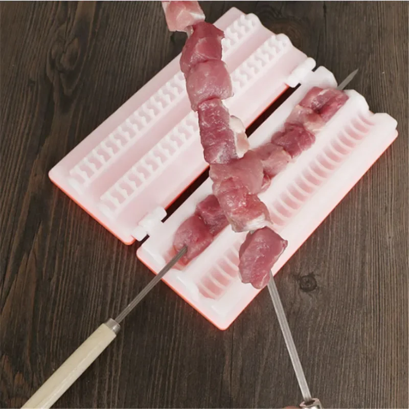 bbq needle with Meat Grill Skewer Barbecue Grill Needle Box Safety Meat bbq tools String Shish Beef Mutton Kebab Skewers maker