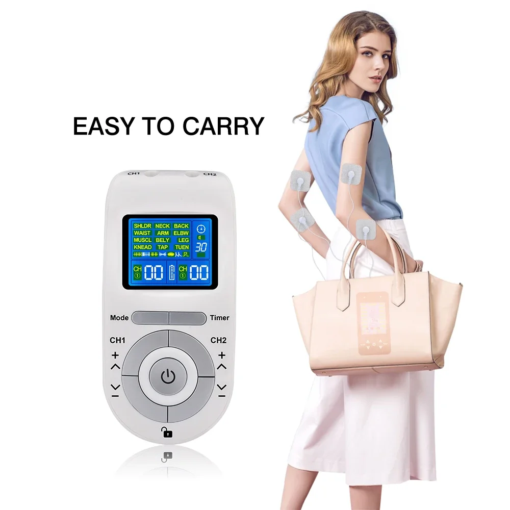 Digital 12/15 Modes Tens Machine Unit w/ 4 Electrode Pads Relieve Fatigue Pulse Body Massage Electroestimulador EMS Muscle Relax