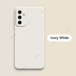 Luxury Original Square Liquid Silicone Back Cover for Samsung F23 5G (Ivory White)
