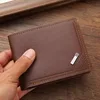 Men's Short Frosted Leather Wallet, Multi-Slot Coin Pocket Photo Holder Small Men's Wallet 2