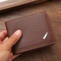 Men's Short Frosted Leather Wallet, Multi-Slot Coin Pocket Photo Holder Small Men's Wallet 2