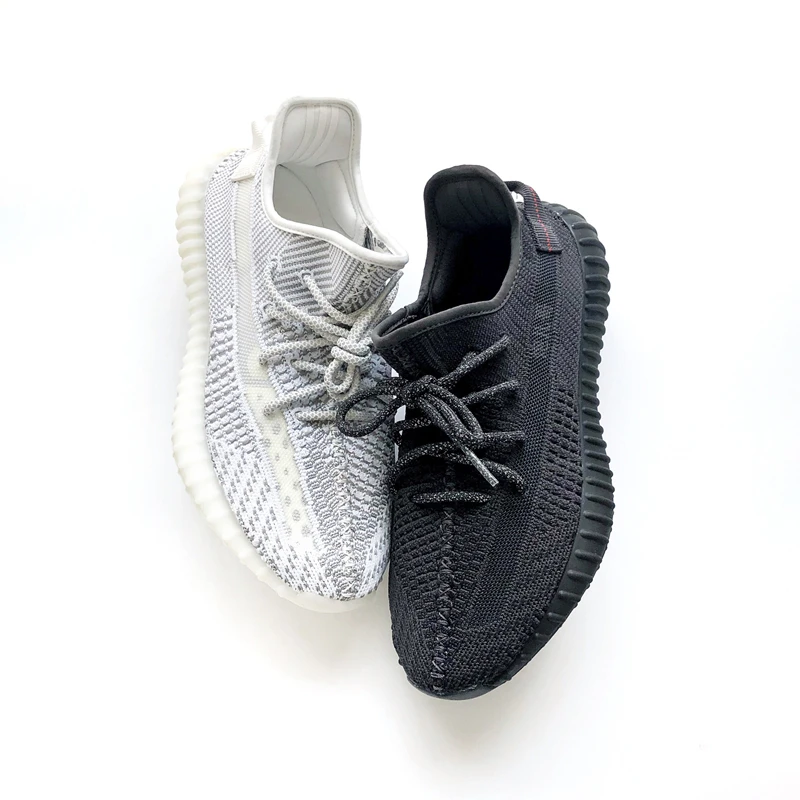 Кроссовки Adidas yeezy boost 350 V2 для мужчин и женщин, черные статические Светоотражающие повседневные кроссовки, уличные спортивные кроссовки