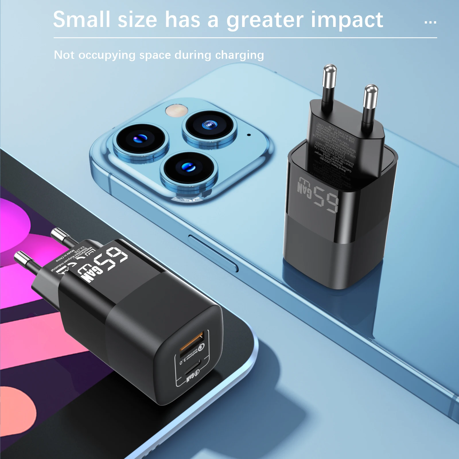 UGOURD 65W GaN Charger type c laptop Fast Charger USB Quick Charge Charger Support QC 4.0 PD3.0 With UK Plug for iPhone Xiaomi