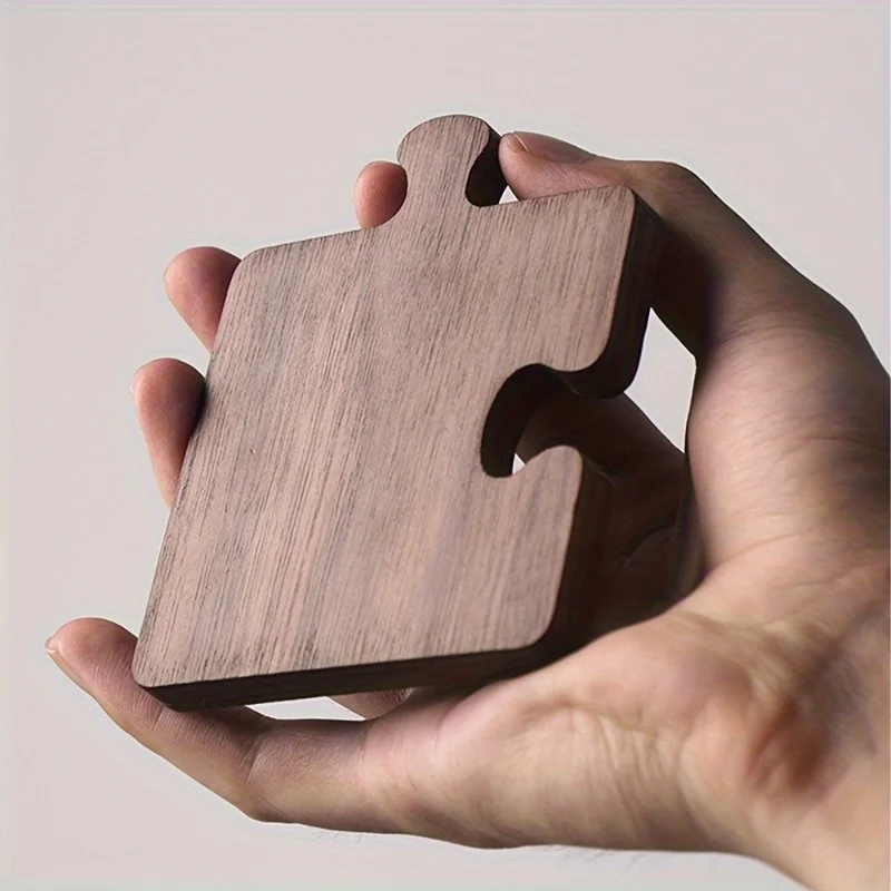 1pc Puzzle Shaped Mat - Protects Tabletops and Enhances Home Decor with Natural Wood Coaster for Drinks, Beverages