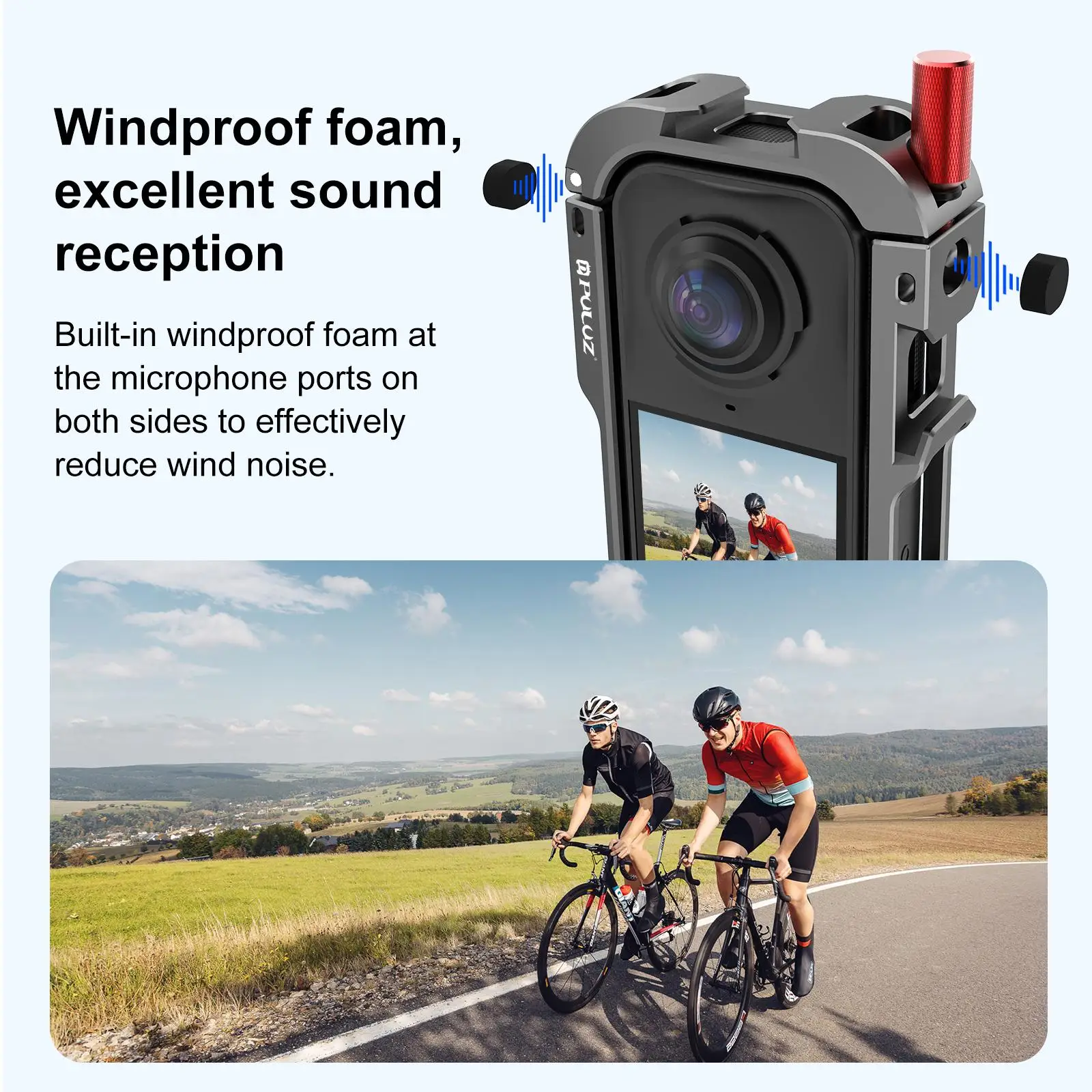 For Insta360 X4 Air PULUZ Metal Protective Cage Expansion Frame with Cold Shoe Bases & Lens Cover