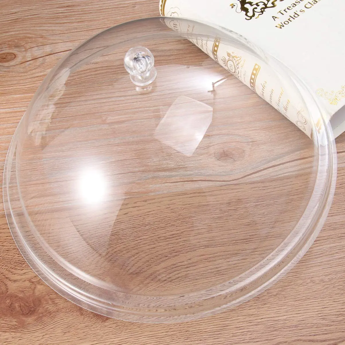 Round Food Meal Cover Drop-Resistant Transparent Food Cover Bread and Snack Acrylic Preservation Dust Cover
