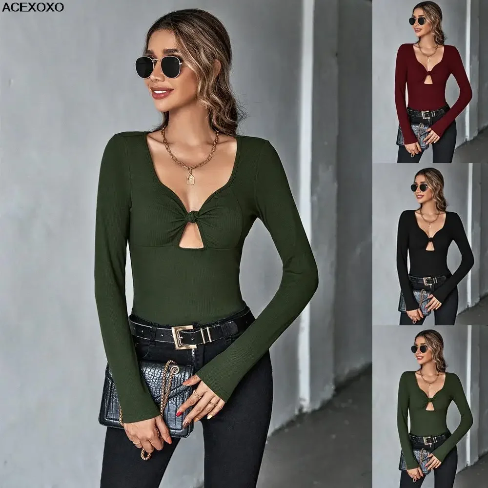 

Women's hot style sexy hollow-out temperament of cultivate one's morality knitting long-sleeved T-shirt v-neck joker coat