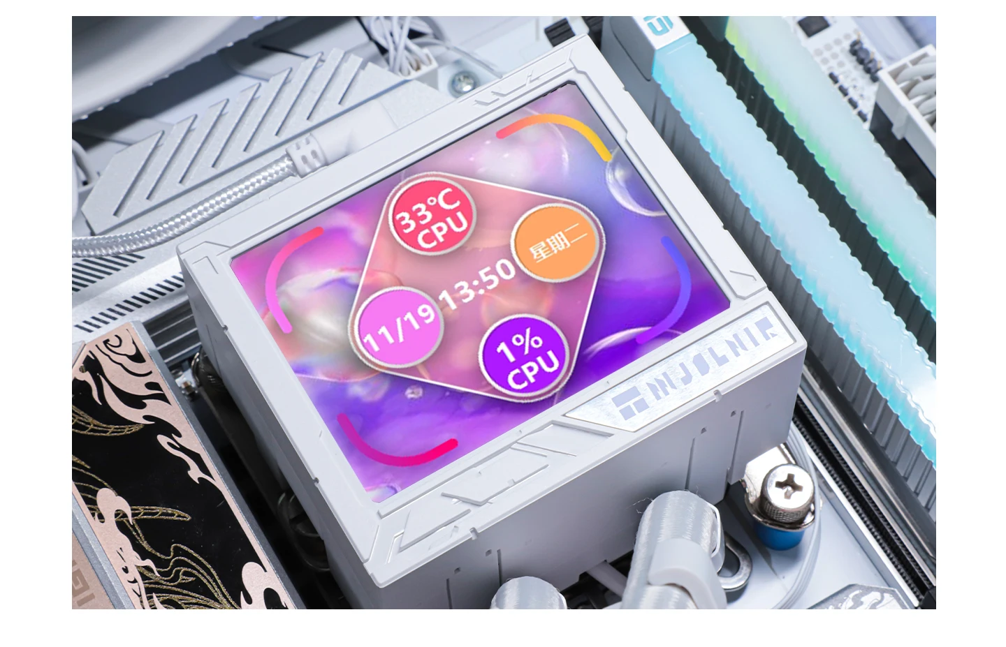 All-in-one water cold radiator 3.5” IPS LCD Supports LGA1851/1700 AMD AM4/AM5