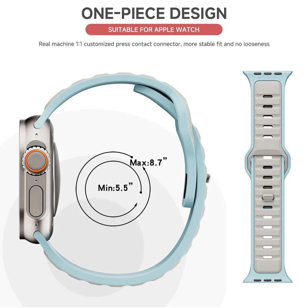 Schutzhülle für Apple Watch Series 11 10 9 8 7 6 5 4 SE 3 mit Silikon-Sportarmband, weich, für iWatch 46mm 42mm 45mm 44mm 41mm 40mm 38mm – Detail 8