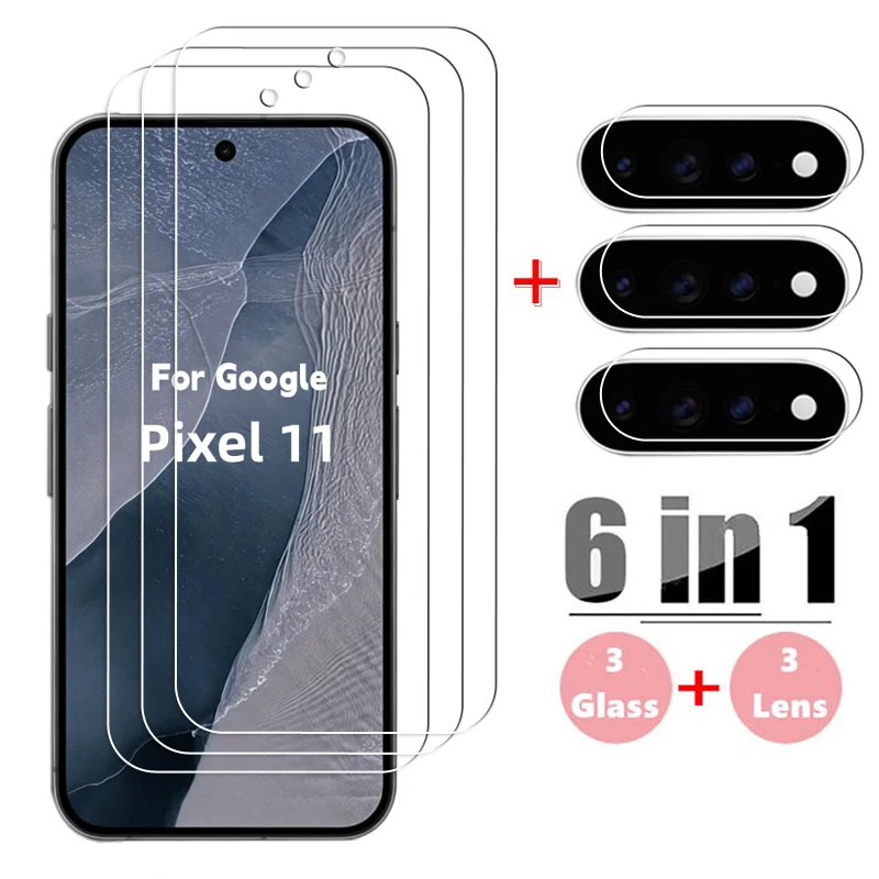 Premium 6-in-1 Tempered Glass Screen Protector with HD Clarity and Protective Lens Film