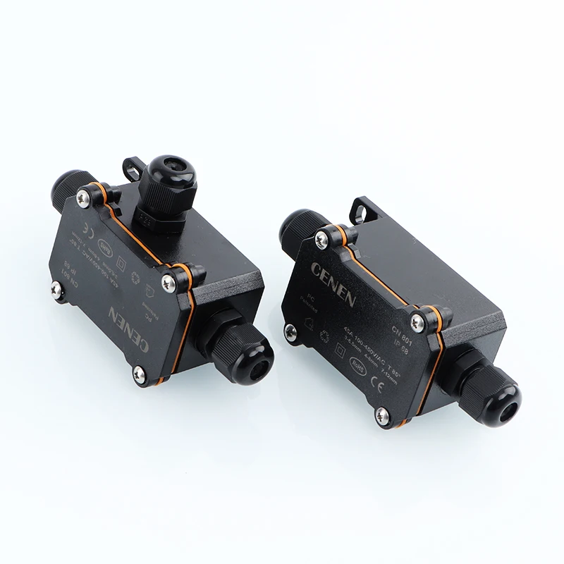 Plastic waterproof junction box black PC flame-retardant LED light junction box outdoor rain-proof electrical instrument seali