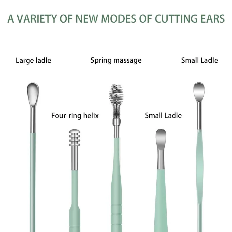 6PCS Stainless Steel Earpick Ear Cleaner Spoon Ear pick Ear Wax Removal Tool Kit Ear Spoon Care for Baby Adults Ear Care Set 3