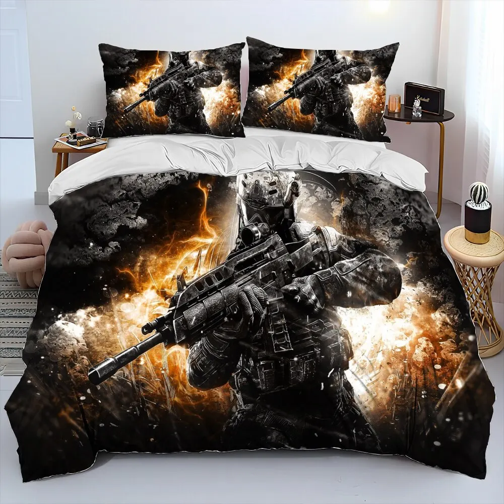 COD Game, Call of Duty ,Gamer Comforter Bedding Set,Duvet Cover Bed Set Quilt Cover Pillowcase,king Queen Size Bedding Set Kids 4