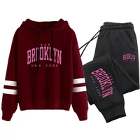 Quality Daily Women Tracksuit Hoodies Casual Single Piece Stripe Sweatshirt and Sweatpants Comfort Outdoor Jogging Autumn Winter - Image 2