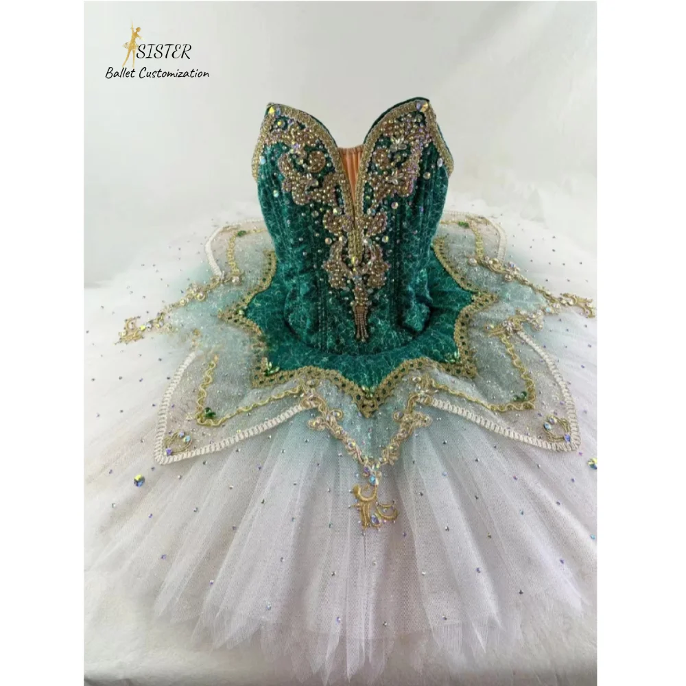 

2023 New green Esmirada, Esmeralda Ballet Variations dance dress tailored for adult children performance competition dress women