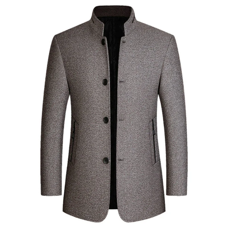 

2023 Autumn Winter New Men's Woolen Coats Solid Color Thicken Jacket Overcoat Single Breasted Casual Men Wool Blends Coats 4XL