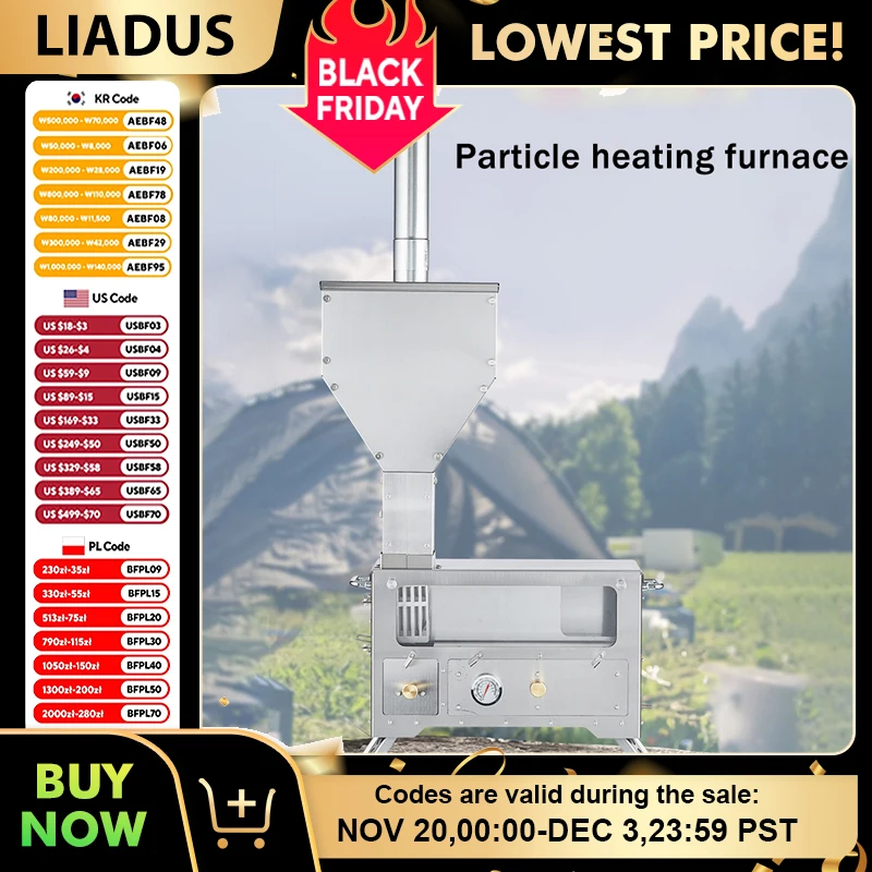 เตาไม้กลางแจ้งเครื่องทําความร้อนสแตนเลสทนทานขนาดกะทัดรัดและแบบพกพาเตาทําอาหารกลางแจ้งน้ําหนักเบา Camping อุปกรณ์ทําอาหาร 1