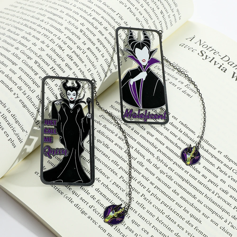 Maleficent Metal Bookmark-Black Magic Queen with Chain Pendant Bookmark Reading Marker Gift for Book Lovers