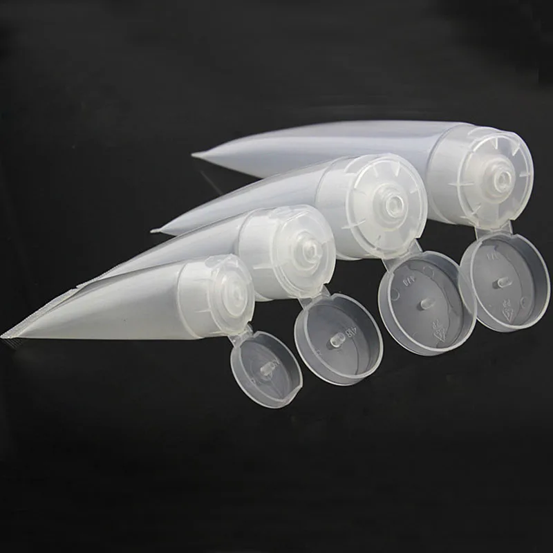 50pcs 15ml-100ml Plastic Empty Tubes Refillable Cleanser Hand Cream Cosmetic Lotion Containers Makeup Sample Bottle Vial Case
