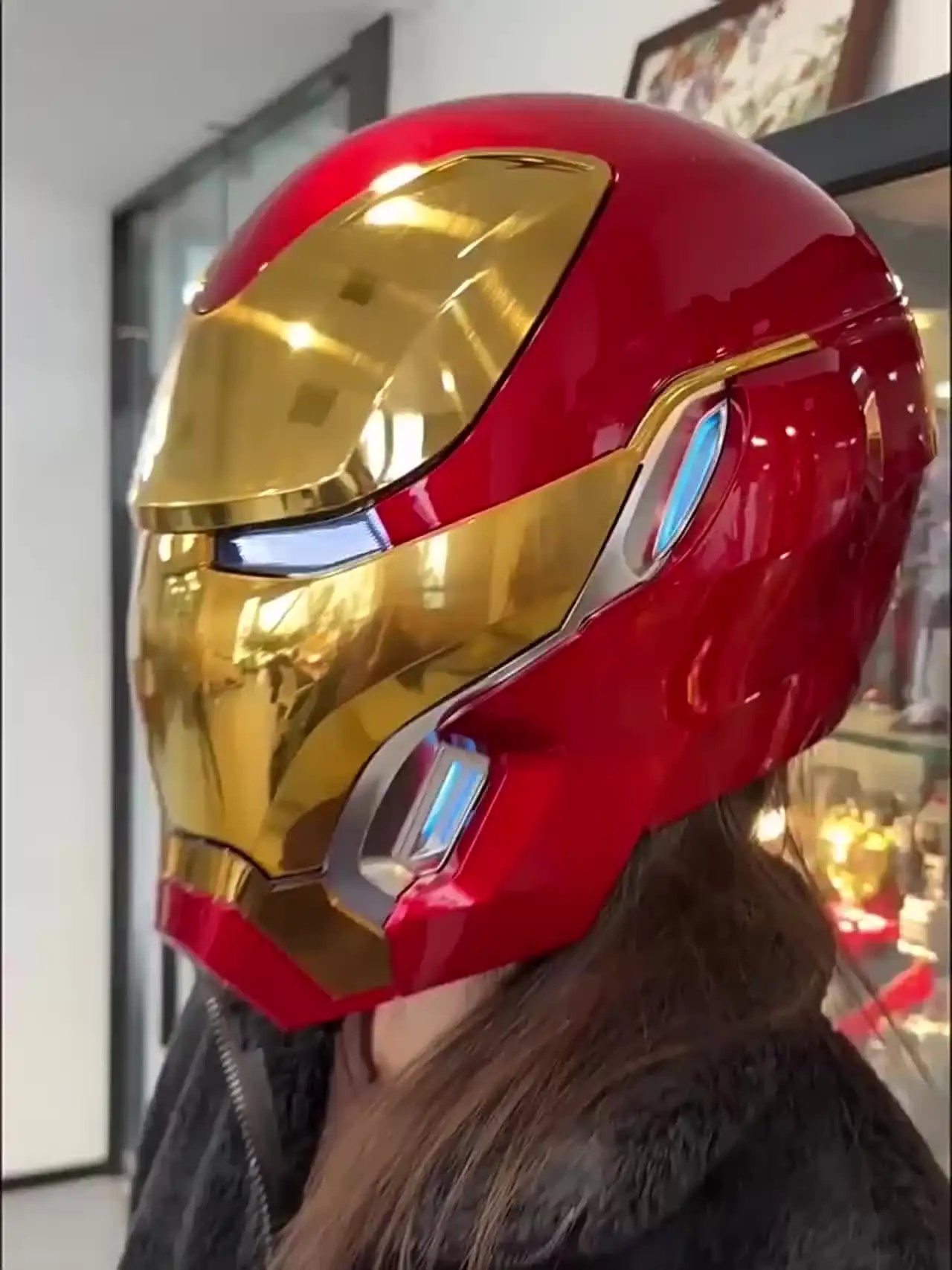 Casco Iron Man 1:1 Mk5 Mk50 vengadores máquina de guerra Cosplay eléctrico  abierto cerrado voz en inglés Control remoto juguetes regalos de navidad -  AliExpress, image size:1280x1706