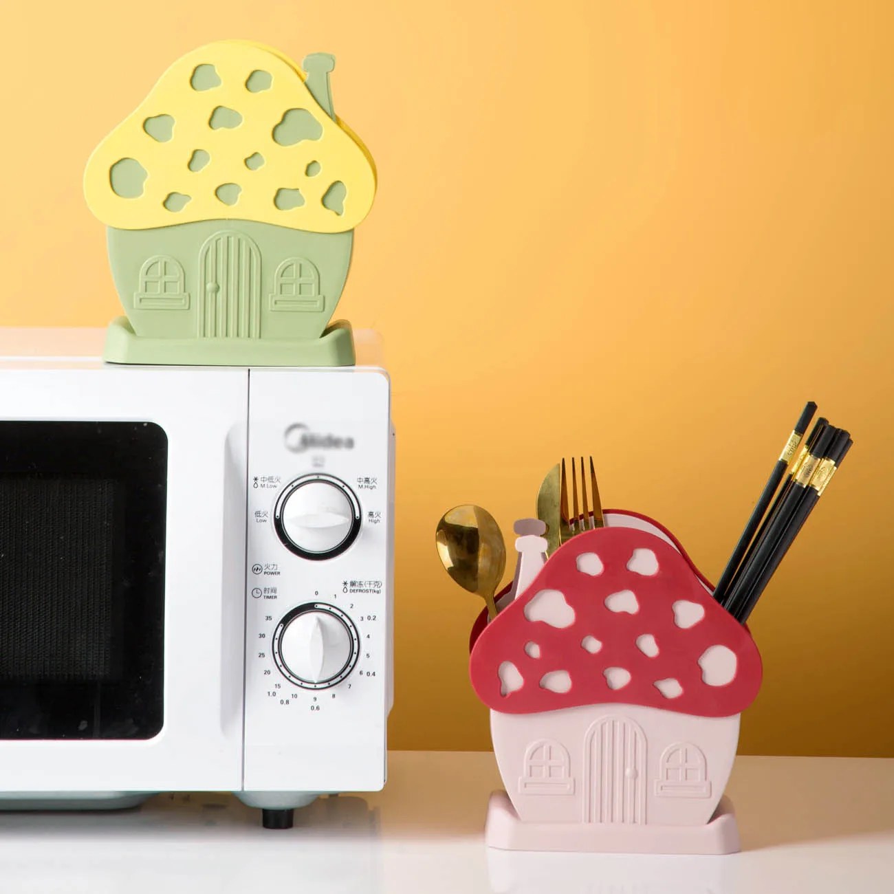 Cute Kitchen Tableware Storage Rack Hollow Drainer Spoon Fork Holder