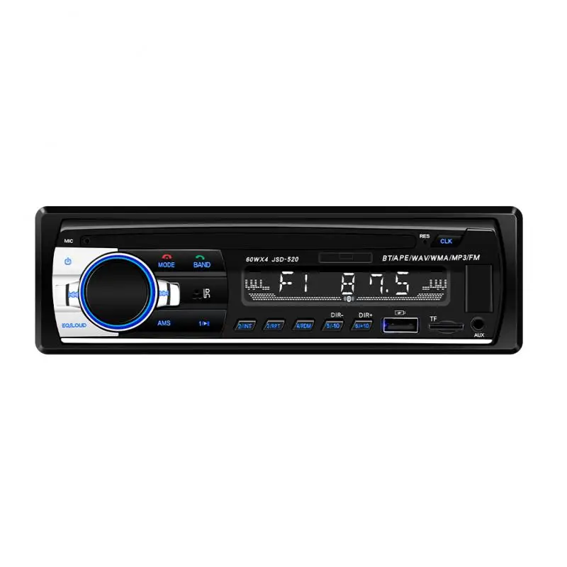 Podofo One Din Autoradio Stereo Fm Aux Ricevitore Di Ingresso Sd Usb Jsd-520 12V In-Dash 1 Din Car Mp3 Usb Multimedia Autoradio Player