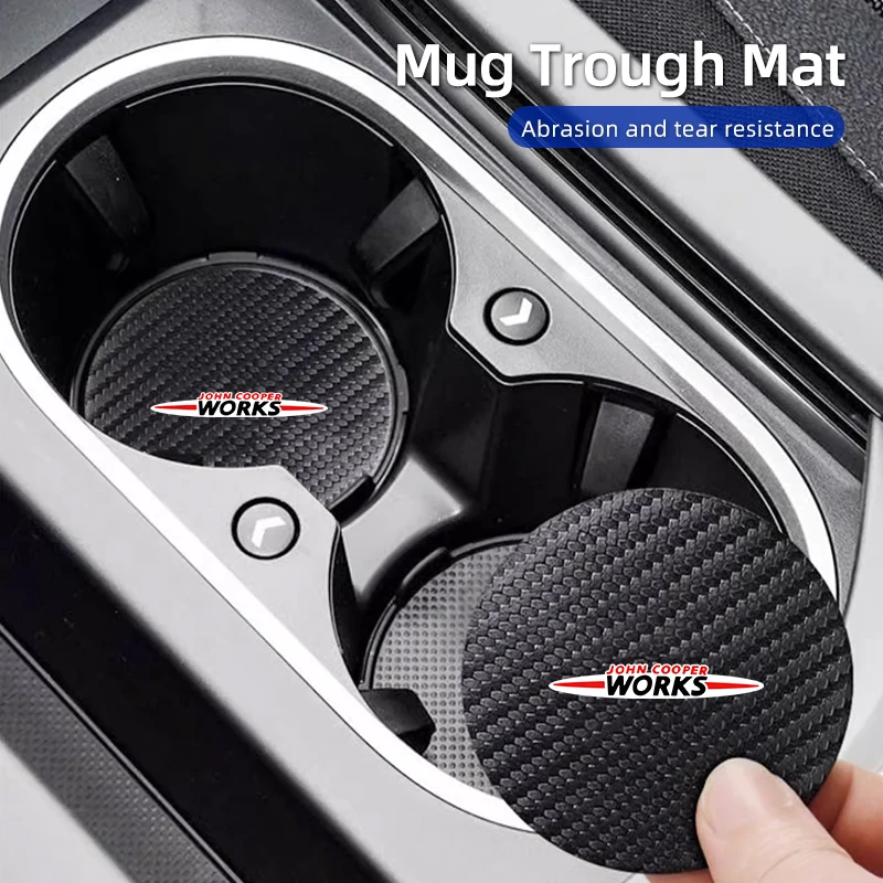 2PCS Car Cup Holder Pads Anti Slip Insert Coasters Pads For MINI WORKS Cooper R56 F50 F55 F56 R50 R53 R55 R57 R58 R59 R60 One JC