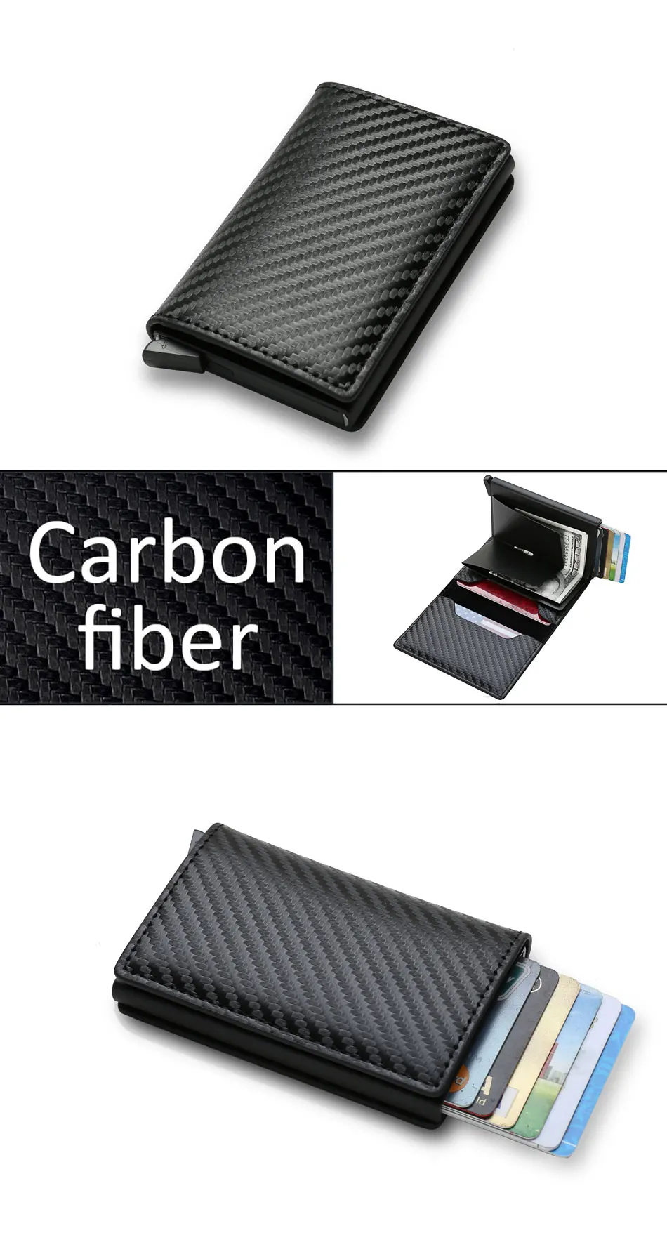 S5c0a3878227140d98f68343e040532a5C RFID Aluminium Men Wallet Card Holders Purse Carbon Fiber Men Business Slim Thin Smart Wallet Credit Cardholder Case Note Holder Mallzona