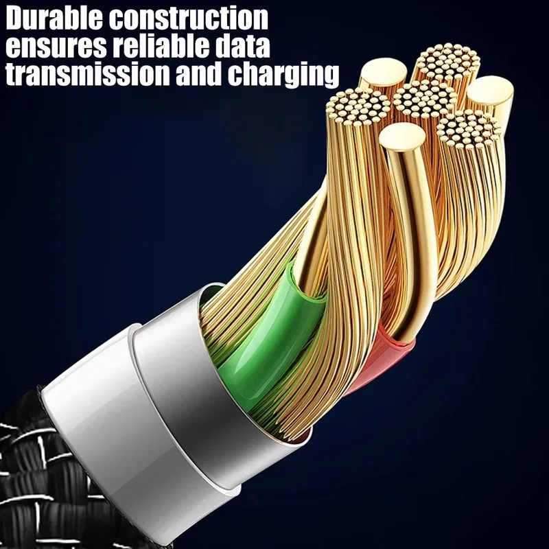 Dual USB-C Splitter Cable with 6A Fast Charging & High-Speed Data Transfer - Durable Nylon Cord Charger