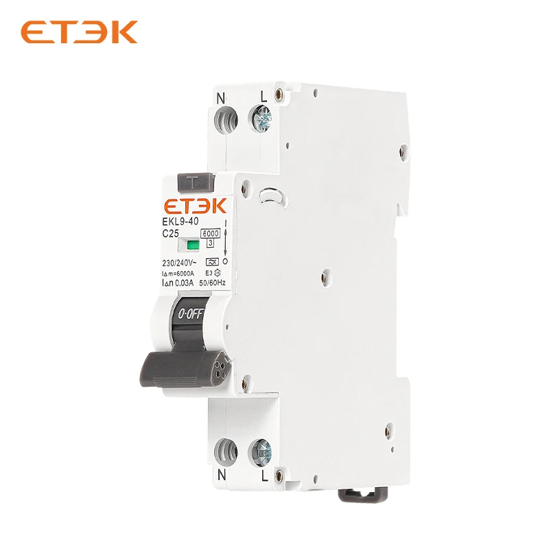 ETEK A Type 2Pole 18mm Residual Automatic circuit breaker DPN Over Current Leakage Protection 30mA EKL9