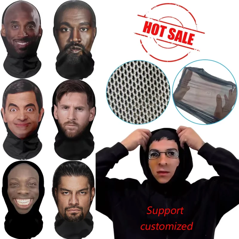 3D Printed Face Mask for Men Women Cosplay Role Play Headdress Balaclava