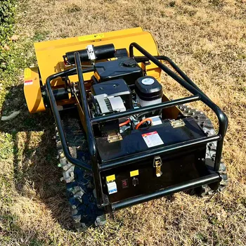 Robot per tagliare il prato mobile con telecomando personalizzabile di tipo cingolato, robot per tosaerba di livello professionale certificato UE