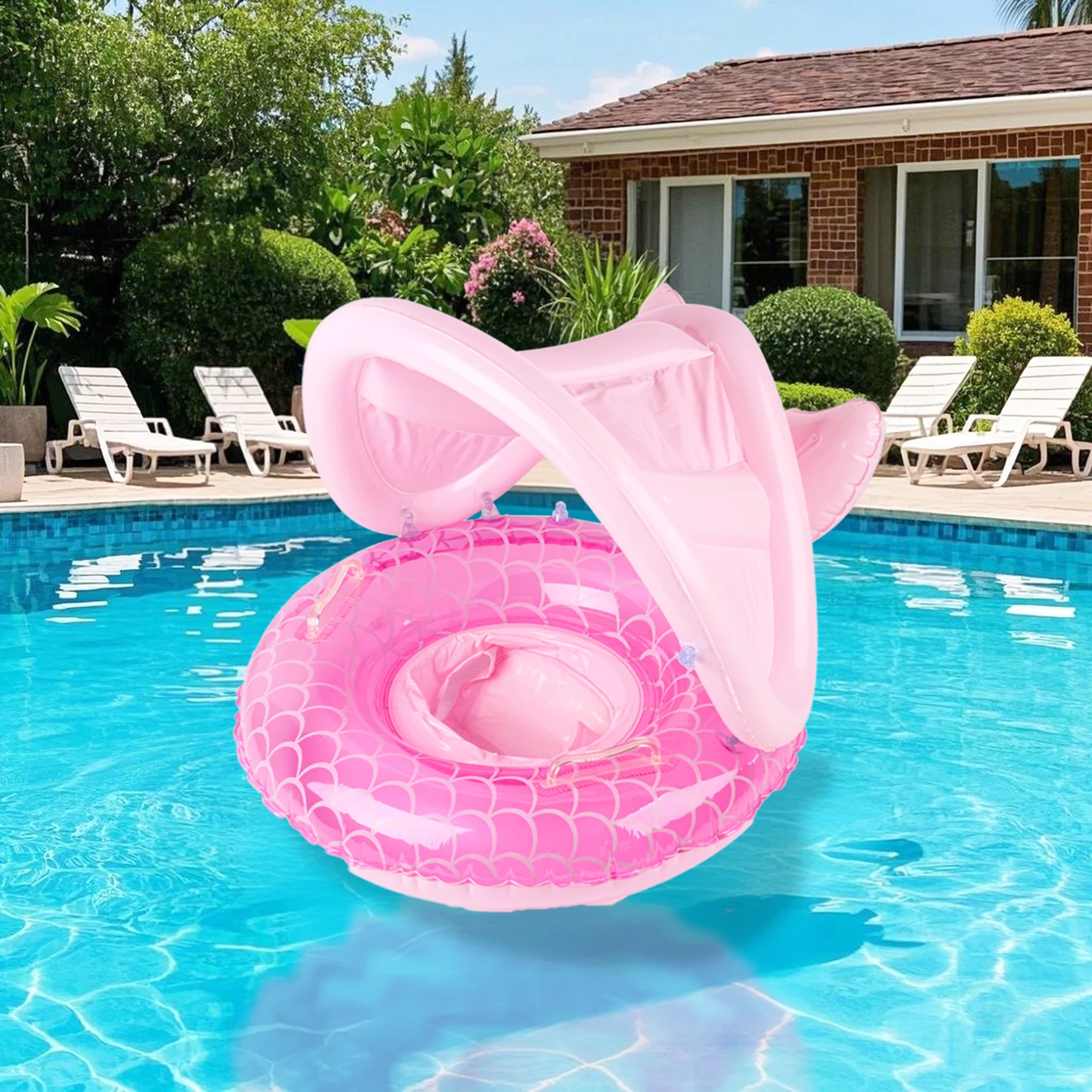 1PC Thick Pink Mermaid Covered Swimming Pool Float, Water Inflatable Swim Ring, Floating Underarm Ring, Inflatable Underarm Ring swimming ring,swimming pool float