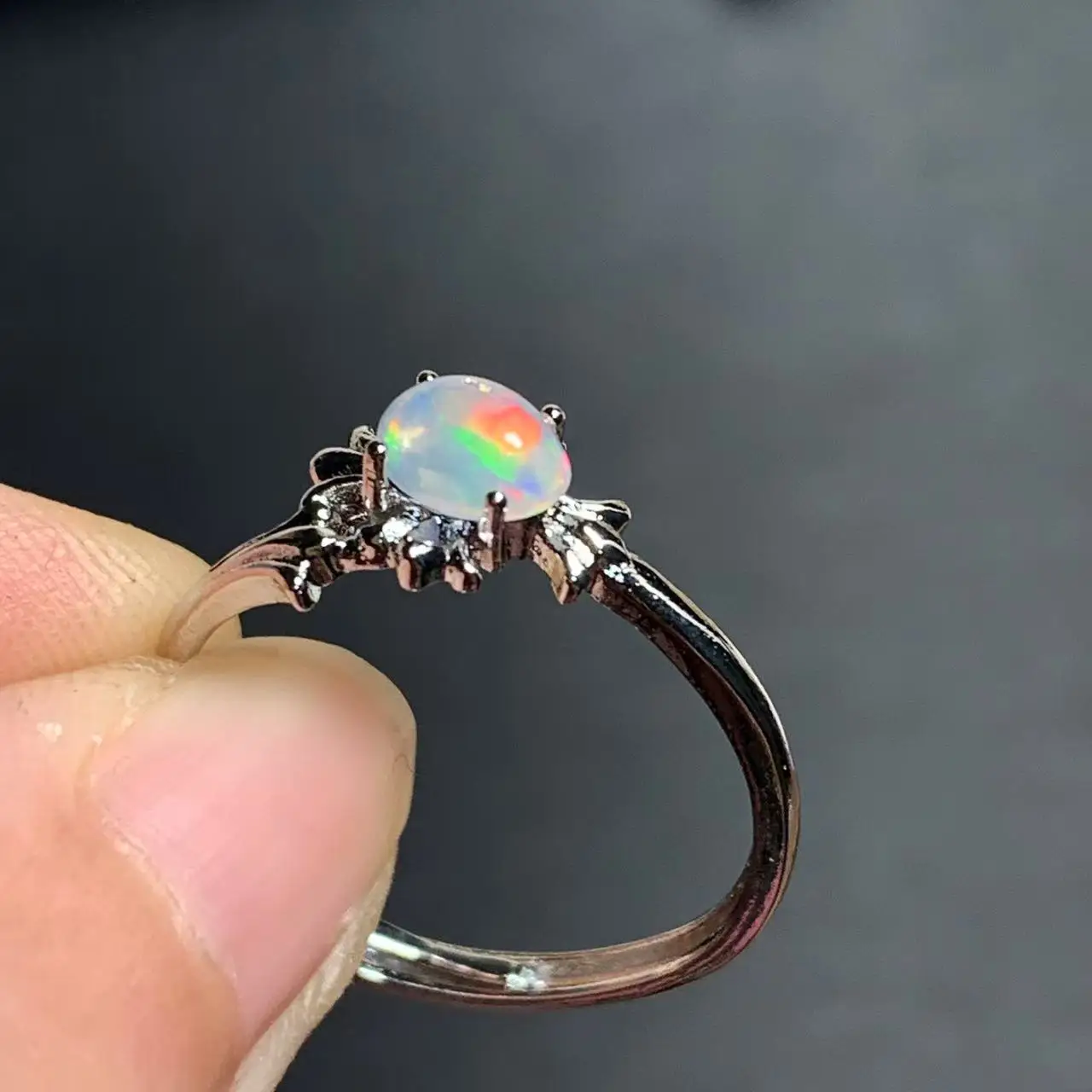 Authentic Australia natural fire opal white copper Luxury Ring Jewelry for Women Gift Wholesale High Quality Vintage Fine