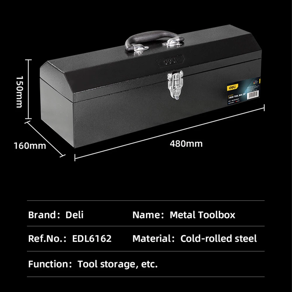 Deli Thickened Metal Tool Box Tool Case 15/20 Inches Empty Large Toolbox Tool bucket Tool Storage Box Metal Tool box Organizer 6