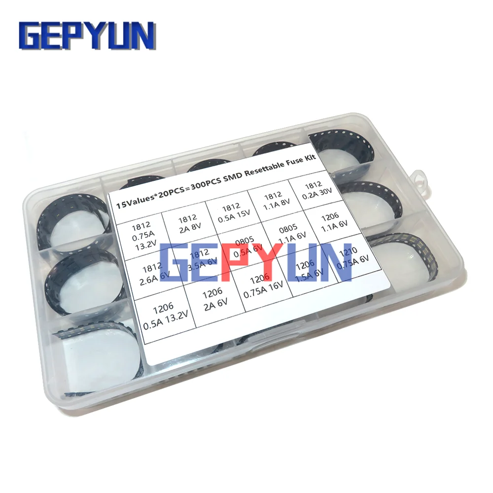 

300 шт. 15 значений 1812 1206 0805 1210 0.7A 0.5A 0.2A 1.1A 2.6A 3.5A SMD сбрасываемый предохранитель PPTC полипереключатель самовосстанавливающийся