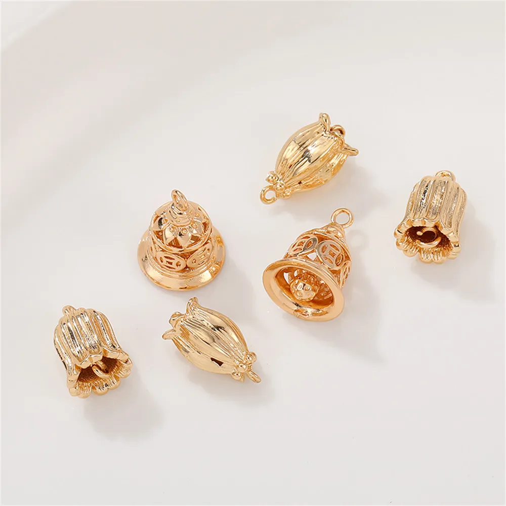 

1pcs 14K Gold Color Bell Hanging Bell Orchid Hat Tassel DIY Handmade Hairpin Step Shake Ear Jewelry Material Accessories