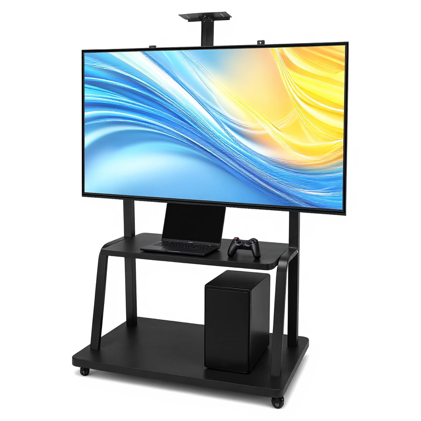 Mobile TV Stand with Wheels & Shelf Rolling TV Bracket Max Load Up To 660-Pound Heavy-Duty TV Cart for Home Office School Use