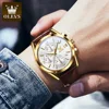 OLEVS 2872 Quartz Multifunctional Exquisite Men Wristwatches, PU Strap Sport Waterproof Watches For Men Luminous Chronograph 5