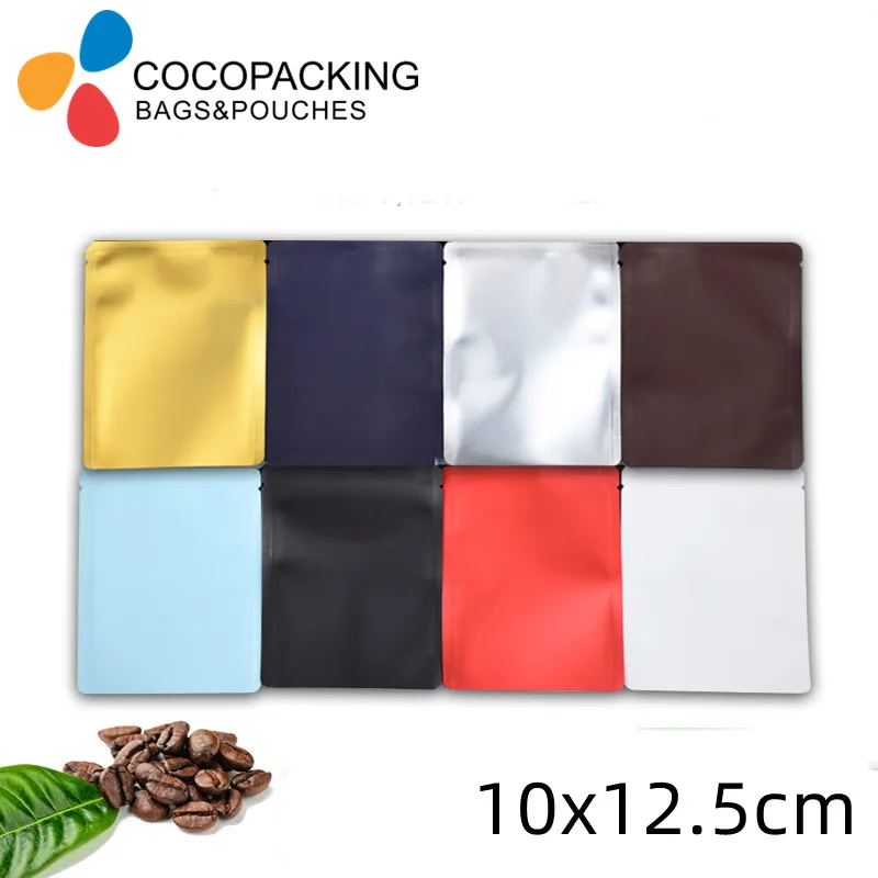 100pcsVacuumHeatSealCoffeeBagsOpenTopTearNotchMattePowder