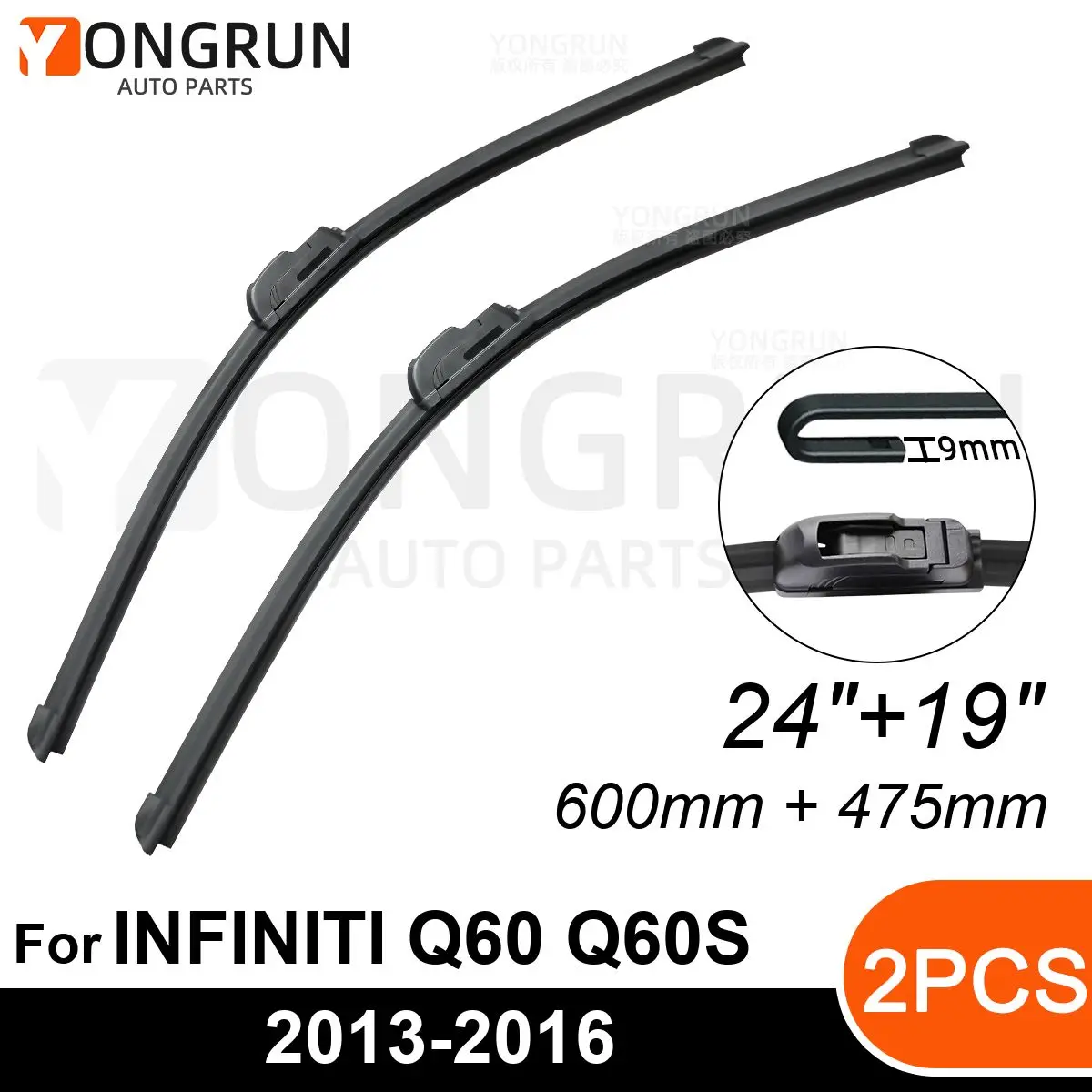 

Front Wipers For INFINITI Q60 Q60S 2013-2016 Wiper Blade Rubber 24"+19" Car Windshield Windscreen Accessories 2014 2015 2016