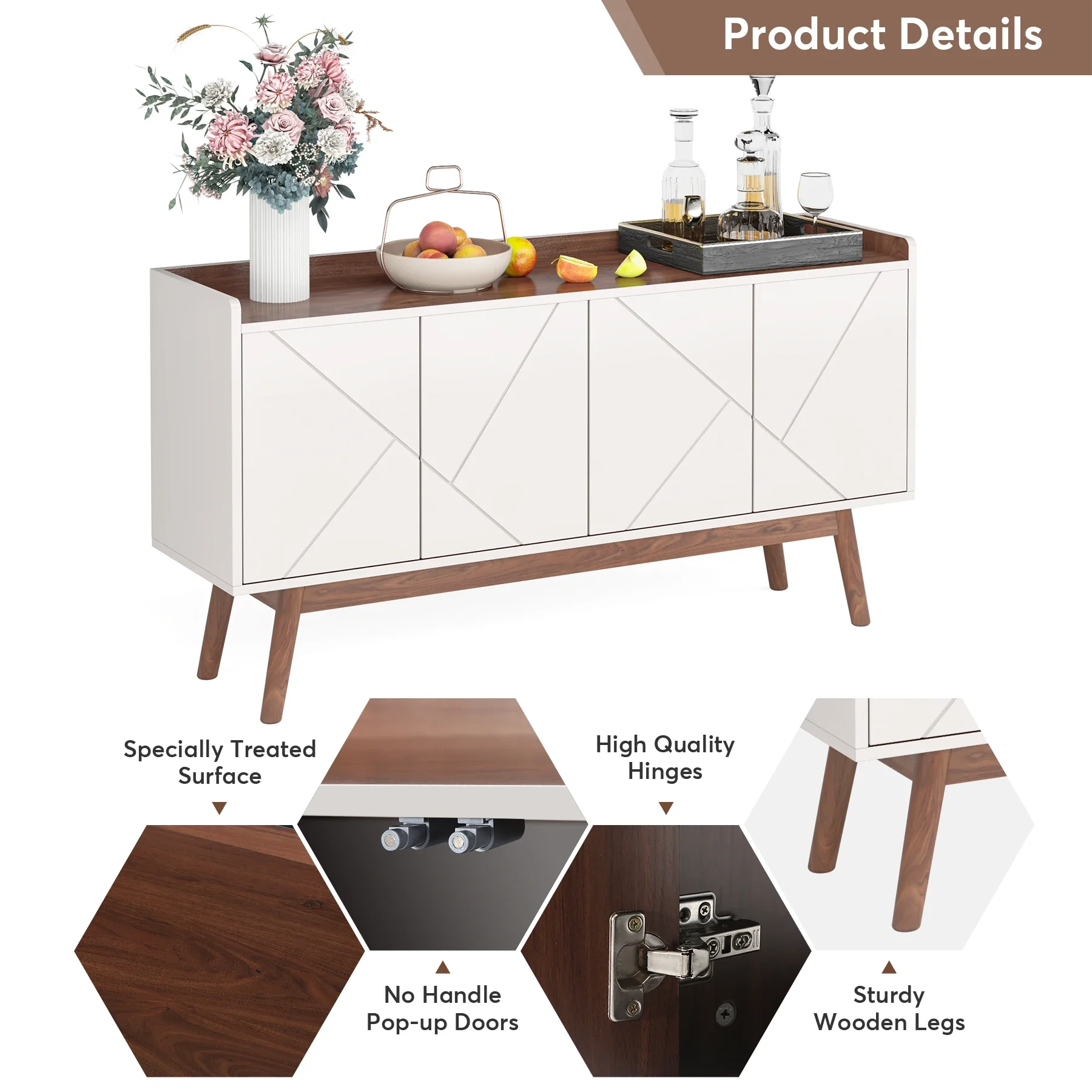 Tribesigns Sideboard Storage Cabinet Modern Buffets & Sideboards Cabinet with Storage, Accent Kitchen Storage