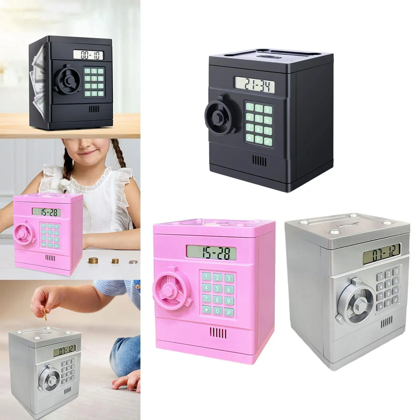 Piggy Bank for Saving Box Portable Lightweight with Password Automatic Roll