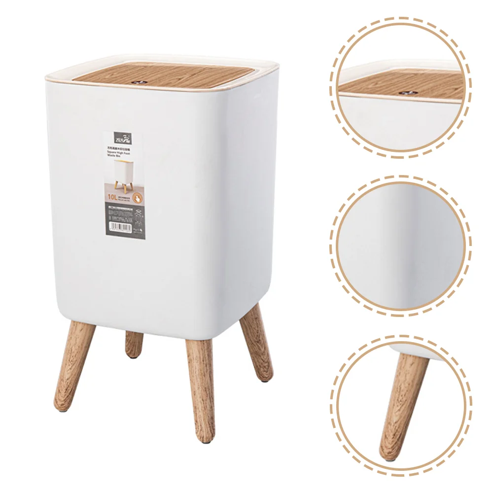

Press Type Trash Can Waste Container High Feet Plastic Trash Garbage Can