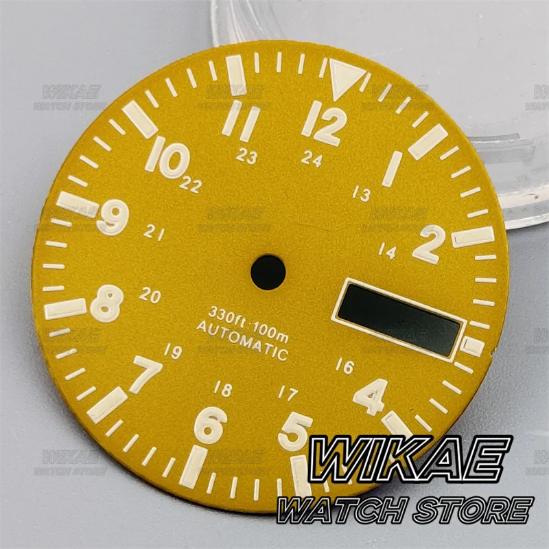 29mm Green Luminous Watch Dial with Multi-Color Options and Dual Date Calendar Window
