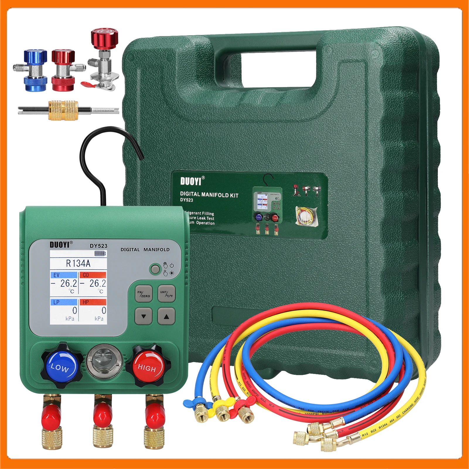 Electronic Air Conditioning Refrigerant Fluoride Meter Vacuum Pressure Gauge Digital Manifold Gauge