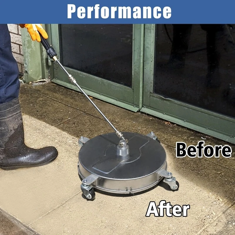 17" Pressure Washer Surface Cleaner with 4 Wheels, 1/4" Quick Plug, 2 Extension Wands, 2 Replacement